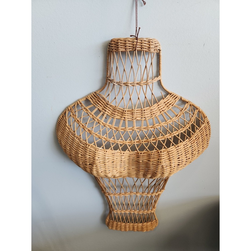Vintage Wicker Rattan Mannequin Hanging Wall Torso Mid Century MCM 20.5" x 15.5"